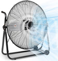 24 Inch High Velocity Industrial Fan 8500 CFM Heavy Duty Outdoor Fan 3-Speed 360 Degree Adjustable Tilt, Metal Floor Fans with Aluminum Blades for Workshop Patio Commercial Factory Garage, Black