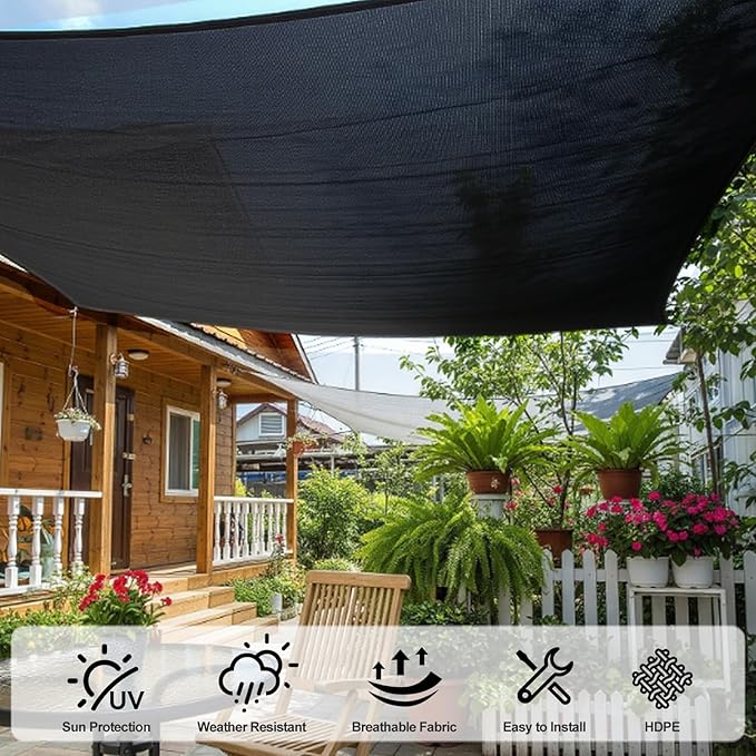 SUNNY GUARD 85-95% Sun Shade Cloth, 20 x 48 FT Black HDPE Mesh – Breathable Garden Shade Cover for Plants, Vegetables, Greenhouse, Patio, Chicken Coop & Dog Kennel