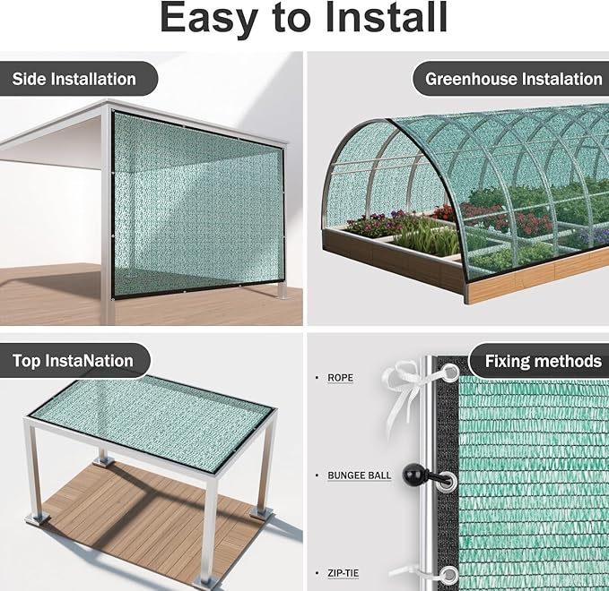 SUNNY GUARD 35-45% Sun Shade Cloth, 8 x 20 FT Green HDPE Mesh – Breathable Garden Shade Cover for Plants, Vegetables, Greenhouse, Patio, Chicken Coop & Dog Kennel