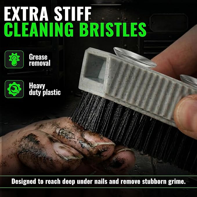 Grip Clean Nail Brush for Cleaning Fingernails – Heavy Duty Nail Brush with Extra Stiff Bristles - Fingernail Brush & Nail Scrubber Brush with Suction Cup Backing for Men & Women - 1 Pack