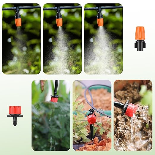 LasTool 164FT Drip Irrigation Kit,Automatic Garden Watering System with 1/4" Tubing,Adjustable Mist Sprayer Nozzles & Drip Emitters for Raised Bed,Patio,Lawn, Greenhouse-Easy DIY Installation