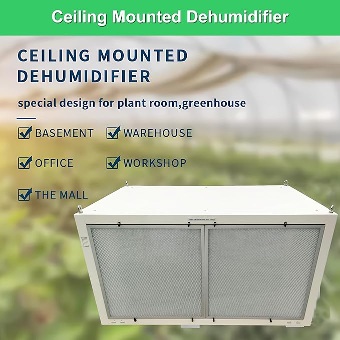 INTSUPERMAI Ceiling Mounted Frow Room Dehumidifier 240-480L/D Basement Commercial Greenhouse Ceiling Greenhouse Dehumidifier 220V