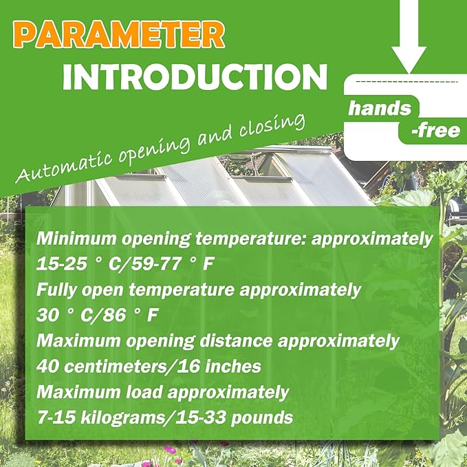 Greenhouse Window Opener Solar Heat Sensitive Dual Spring Powered Roof Vent Kit Automatic Greenhouse Accessories Tool Load Capacity of 15 lbs (Black Double Spring1PCS)