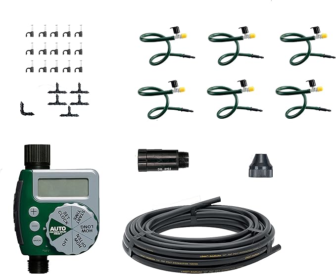 Orbit 56318 Hanging Basket Drip Irrigation Drip Watering Kit with 1-Outlet Digital Hose Faucet Sprinkler Timer