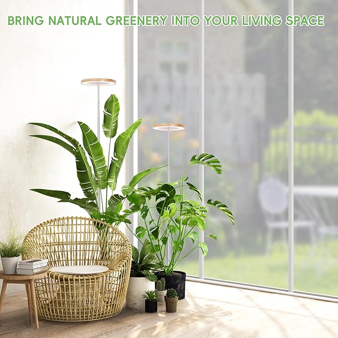 LBW Plant Grow Light,72 LEDs Full Spectrum Grow Lamp for Indoor Plants,Bamboo Plant Lights with 4/8/12H Timer,Height Adjustable,Ideal for Large Tall Plants,Bamboo