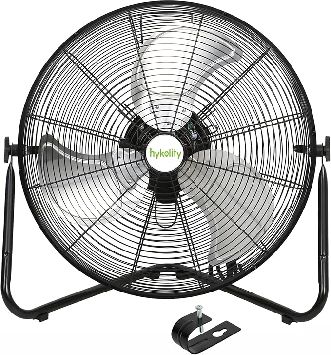 hykolity 20" High Velocity Floor Fan, 4600 CFM Heavy Duty Metal Wall Mount Fan with 3 Speeds, Industrial Shop Fan for Garage, Warehouse, and Commercial, UL Listed