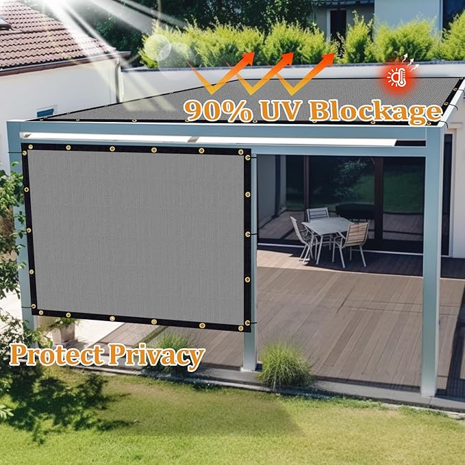 Shade&Beyond Customized Size 6' X 8' Shade Cloth with Grommets, 90% UV Protection UV Protection Mesh Tarp Sun Screens for Patio GN04, Light Gray