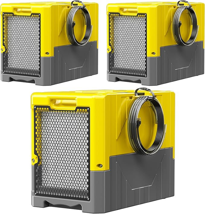 190Pints Commercial Dehumidifier for Basements with Pump Drain Hose, LGR Dehumidifiers with Wheels, Crawl Space Dehumidifier for Basement, Warehouse and Garages Up to 6000Sq, Yellow-2026 Upgraded-3PC