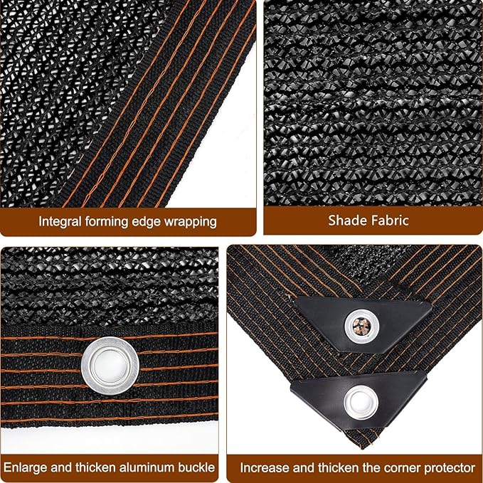 Shade Cloth for Garden - 6 x 8 FT Mesh Tarp with Grommets - 90% Sun Shade Cloth for Greenhouse, Vegetables, Plants Cover and Chicken Coops, Shade Net for Patio Garden Outdoor - Black