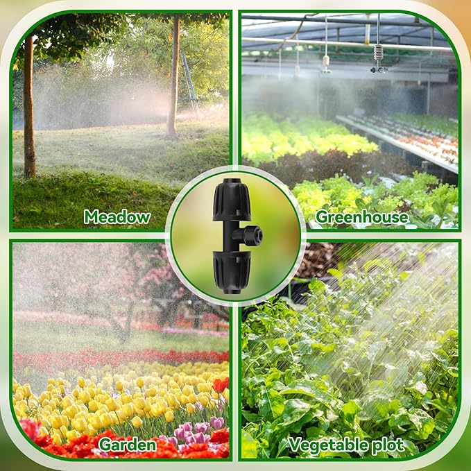 Kalolary 8PCS 1/2'' to 1/4'' Drip Irrigation Fittings Barbed Tee Quick Connector, Push-to-Fit Drip Irrigation Parts Anti-Leak Locked Splitter Fitting for Irrigation Tubing with 3-Way Connector