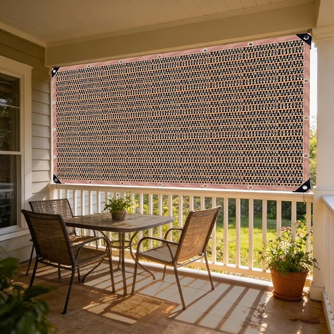 90% Shade Cloth Sun Shade Fabric Privacy Screen Shade Cover for Patio Garden Pergola Shade Cover Canopy with Gromments, 6 x 8 FT, Mocha