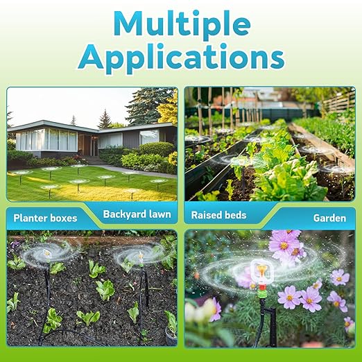 HIRALIY 360° Micro-Spray Garden Irrigation System 50FT, New Garden Watering System, Saving Water Automatic Irrigation Equipment for Patio Lawn