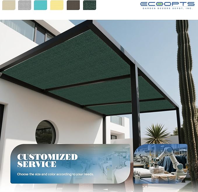 ECOOPTS 6'x108' Sun Shade Roll, Sun Shade UV Blockage Cover for Outdoor Backyard Patio Pergola Greenhouse Plants (Green)