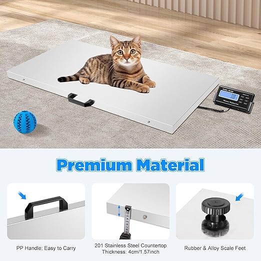 Postal Digital Livestock Scale, 1102lbs 201 Stainless Steel Digital Pet Scale Platform Heavy Duty Livestock Scale Kit for Pet Cat Dog Cattle(40.9" L x 20.5" W)