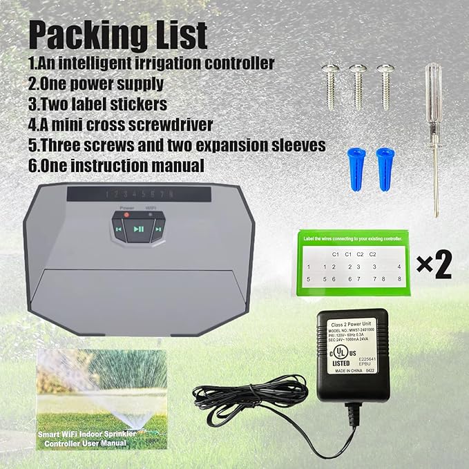 ACA Wi-Fi Intelligent 8-Zone Irrigation, Remote Control Irrigation, Weather Recognition, Suitable for Gardens Lawns Greenhouses and Farms (5G Network Not Supported)