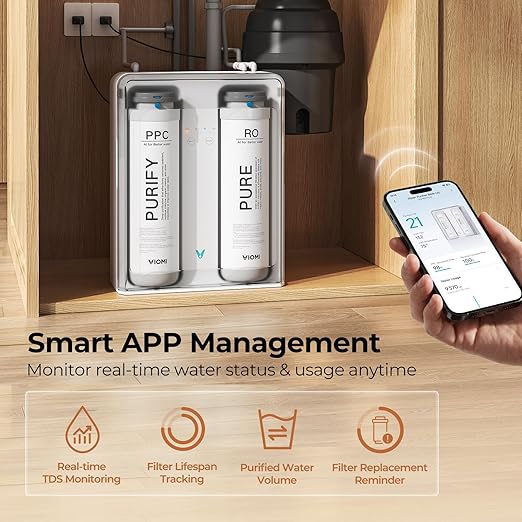 VIOMI Pure B6W 600 GPD Reverse Osmosis System, TDS Reduction, 7-Stage Tankless RO System, Under Sink Water Filter with Faucet, NSF/ANSI 372 & 58 Certified, 2:1 Pure-to-Drain, Wi-Fi Enabled APP Control