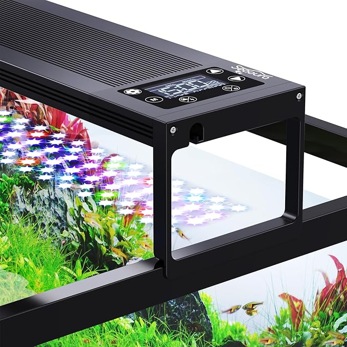 SEAOURA 24/7 LED Aquarium Light for 36-42 Inch Fish Tank, Auto On Off with Timer, 9 Colors, Adjustable Brightness, Daylight Moonlight Mode, Full Spectrum Fish Tank Light for Plants