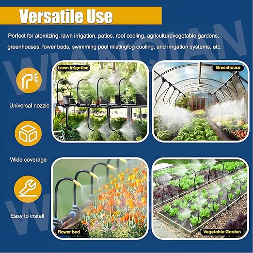 Automatic Drip Irrigation System, Nozzle Drip Irrigation Garden Watering, Greenhouse Drip Irrigation Kit, 360° Adjustable Misting Nozzle, Smart Timer 1Sec - 300 Min, Easy Installation 20m+Controller
