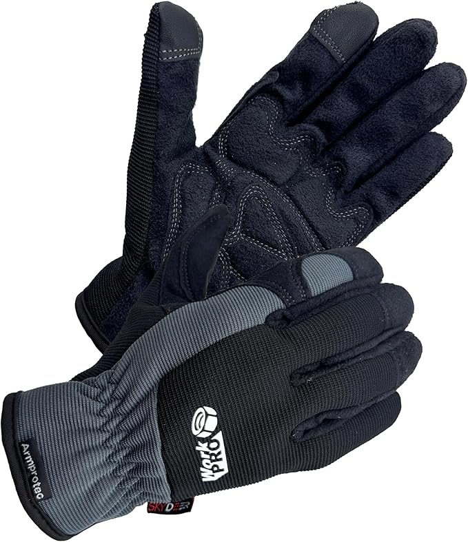 SKYDEER Touch Screen Leather Work Gloves for Women, Impact Protection, Vibration Reduction, Machine Washable Gardening Gloves (SD8821G/XL)