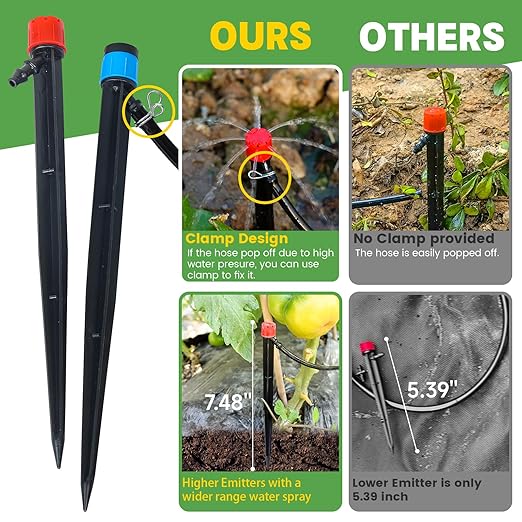 Maotong 110ft Drip Irrigation System Kit, Garden Watering System DIY Automatic Irrigation Equipment Set for Lawn Raised Bed Greenhouse Plant Watering with 1/4'' Tubing, Drip Emitters, Connectors