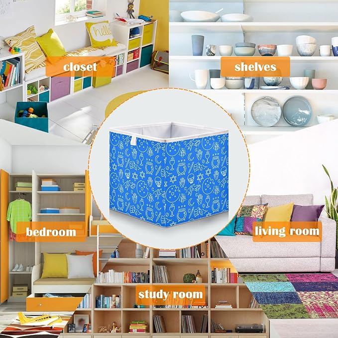Witchy and Mystical Objects Cube Storage Bins with Handles Collapsible Fabric Organizers for Closet Books Shelves Laundry Home Decor 15.8x10.6x7in
