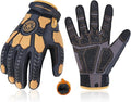 HANDLANDY HLDD Heavy Duty Work Gloves, TPR Protector Impact Gloves, Men Anti Vibration Mechanic Work Glove TouchScreen