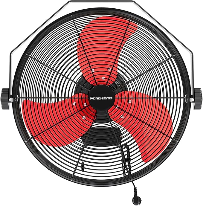 18 Inch High Velocity Wall Mounted Fan, 4580 CFM 3-Speed Metal Wall Fan with Sealed Motor, 180° Tilting Heavy Duty Industrial Fan for Patio, Garage, Barn & Gazebo, UL Listed