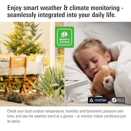Eve Weather (Matter) – Smart Weather Station for Temperature, Humidity, Weather Trend, IPX4 Water Resistance, Display, Wireless, Siri Voice Access, Requires Thread Border Router