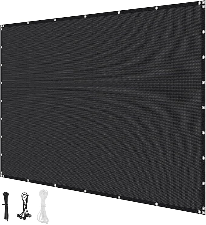 VEVOR 90% Sun Shade Cloth, 8 x 12 ft Pergola Shade Cover with Stainless Steel Grommets, Sun Shades Canopy Privacy Screen with 140 GSM HDPE Material, for Outdoor, Patio, Garden, and Backyard (Black)