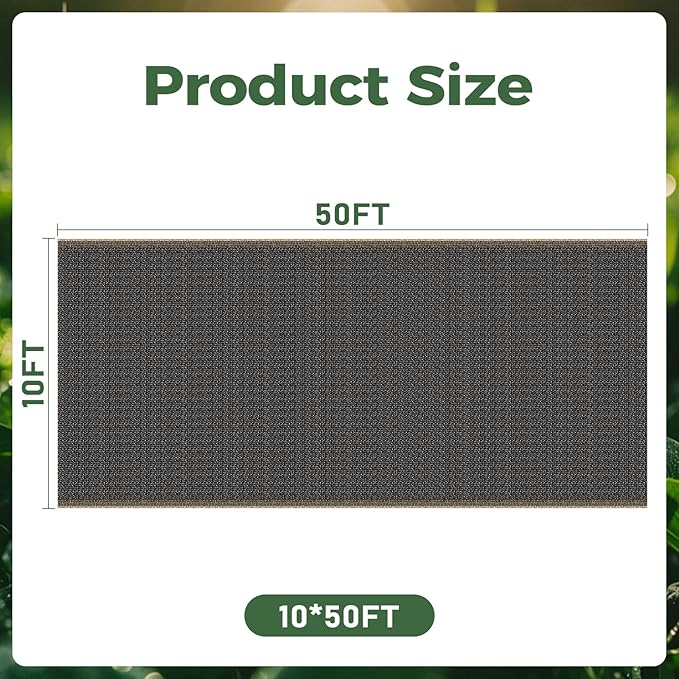 55% Shade Cloth for Garden,HDPE Cuttable Sun Shade for Plants,Mesh Garden Shade Cloth for Greenhouse Vegetables,Plant Heat Protection Black Cover for Patio Raised Bed (10×50FT)