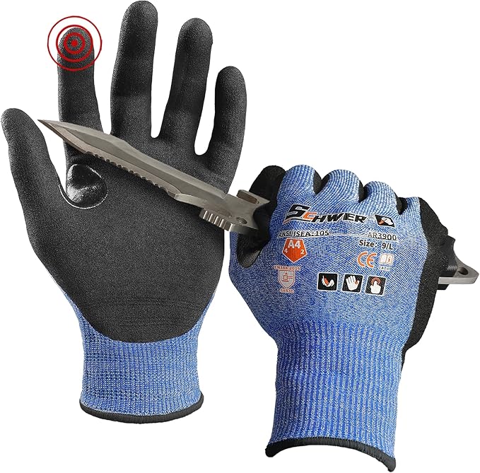 Schwer A4 AIR-SKIN Cut Resistant Work Gloves with Extreme Lightweight & Thin, Grip Glove for Fishing, Refined Work, Gardening Gloves for Yard, Touchscreen, 3D-Comfort Fit, Men Women Gifts, AR3900,M