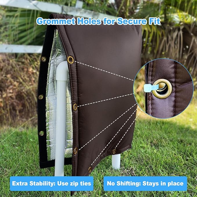 Backflow Preventer Cover for Winter Freeze Protection, Five-Layer Insulation Design, Hook and Loop Openings with Grommet Holes,Outdoor Pipe and Sprinkler Cover,30''W x 24''H- Brown