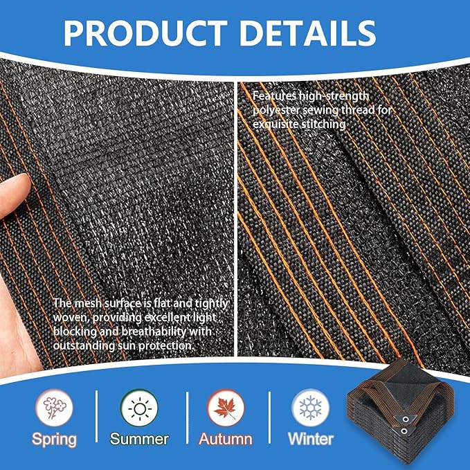 90% Shade Cloth for Garden- Breathable Mesh Tarp for Vegetables & Plants, Outdoor Patio Sun Shade with Grommets - Chicken Coop, Dog Kennel Cover(Black, 6 * 9M/20 * 30FT)