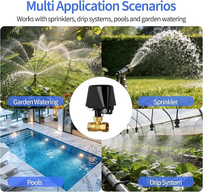 Owfeel WiFi Smart Water Valve, APP Remote Control, DN20 Ball Brass Water Valve, Compatible With Alexa, Google and Application Program iOS/Android, Only Supports 2.4 GHz WiFi (3/4")