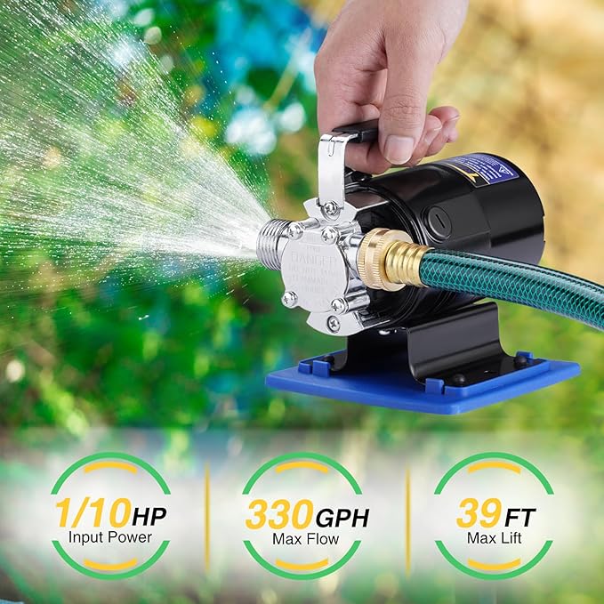TRUPOW Water Transfer Pump, 110v Utility Pump, 1/10HP 330GPH Portable Electric Sump Transfer Water Pump with Water Hose Kit For Water Removal