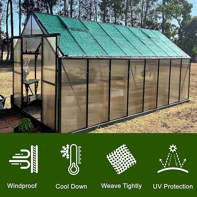 LOVE STORY 8x10FT 90% Dark Green Garden Shade Cloth, Sun Shade Cover Net Mesh Tarp with Grommets, Sunblock Net for Garden,Greenhouse,Plants and Patio