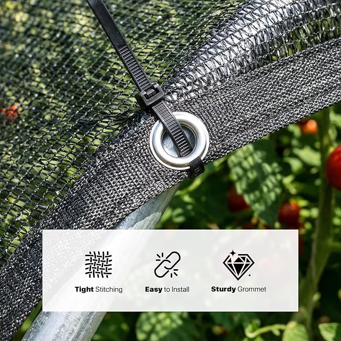 ShadeMart 50% Shade Cloth for Plant, Black 6FT x 34FT Custom Size Outdoor Shade Tarp, Shade Cover with Upgrade Grommets and Zip Ties, Netting Sunblock Net for Vegetables Flower Garden Greenhouse.