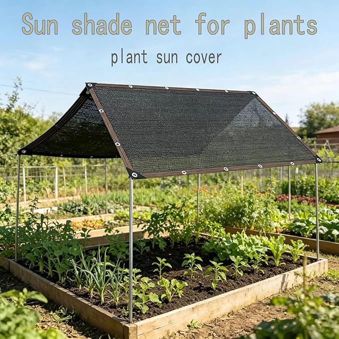 90% Shade Cloth for Garden- Breathable Mesh Tarp for Vegetables & Plants, Outdoor Patio Sun Shade with Grommets - Chicken Coop, Dog Kennel Cover(Black, 2.4 * 4.8M/8 * 16FT)