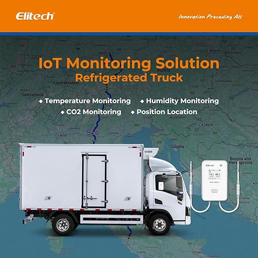Elitech 5G/2.4G WiFi Real-Time Temperature Humidity Monitor, Dual Channel Remote Data Logger, Cloud Data Storage, SMS/Email/APP/Web Alarm, Warehouse, Pharmacy, RCW-360Pro-W-DC
