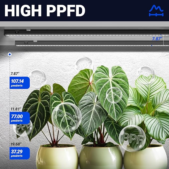 Barrina T5 Grow Lights for Indoor Plants, 2FT 5000K Full Spectrum LED Grow Light with Black Cover, T5 Grow Light Strip, Under Cabinet Plant Light with Switch Cord, Linkable, Plug and Play, 4 Packs