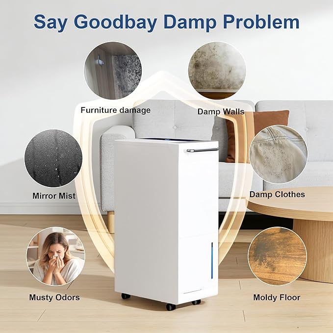 5500 Sq.Ft Dehumidifier for Basement for Whole Home with Drain Hose 100 Pint, Portable Big Dehumidifiers, 1.6GAL Water Tank, Auto Defrost, Smart Humidity Control, Energy Efficient&Quiet for Bathroom