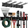 TIDYME Garage Wall Organizer | 32" Heavy-Duty Tool Storage Rack | Adjustable Double-Layer Hooks | 200 lbs Capacity | Carbon Steel Wall Mount Holder for Shovels, Rakes, Ladders & Power Tools