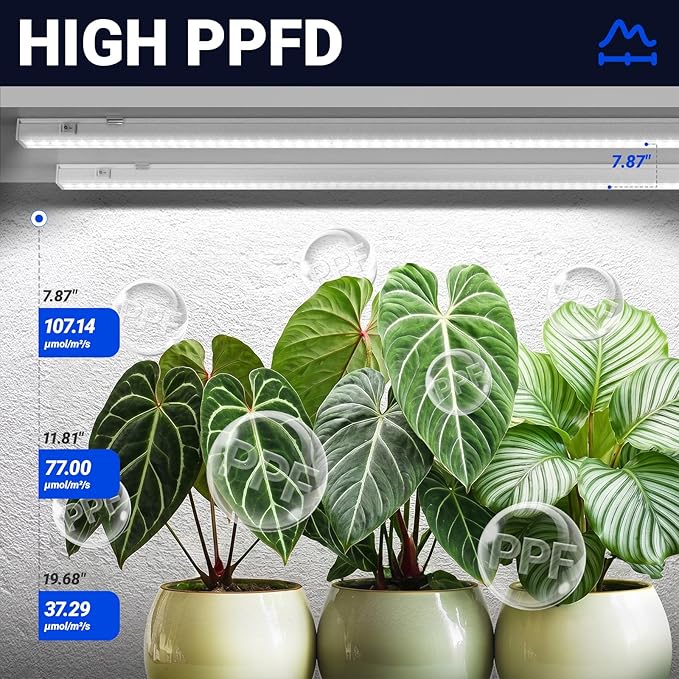 Barrina T5 Grow Lights for Indoor Plants, 2FT 40W (4 X 10W) LED Grow Light with Separate Switch, Linkable Grow Lamp, Indoor Plant Lights for Growth with White Cover, 5000K, 4 Packs