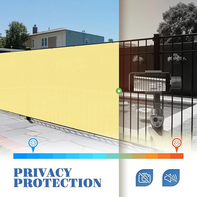 ECOOPTS 6'x296' Sun Shade Roll, Sun Shade UV Blockage Cover for Outdoor Backyard Patio Pergola Greenhouse Plants (Light Yellow)