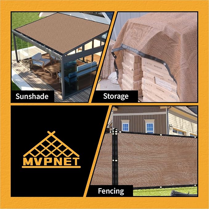 90% Sun Shade Cloth with Grommets 10x12 FT, 180GSM Heavy-Duty HDPE Mesh Tarp with Reinforced Edges & Grommets, UV Block Shade Cover for Pergola, Patio, Garden, Greenhouse, Chicken Coop