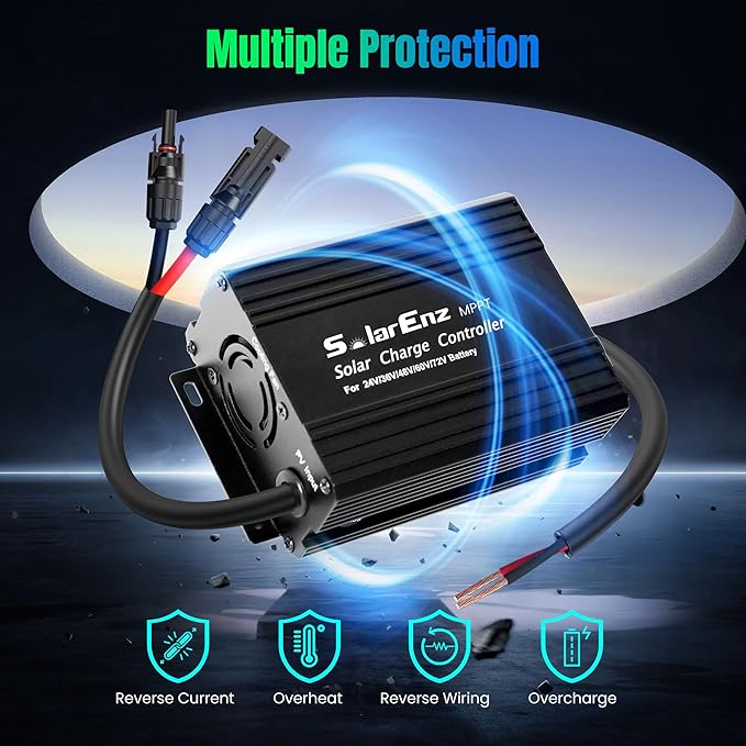 12A Boost MPPT Solar Charge Controller Solar Panel Regulator for24V/36V/48V /60V/72V Lead-Acid, LiFePO4, Gel, Flooded Batteries etc in Golf Cart,eBike,Club Car, Scooterand Solar System