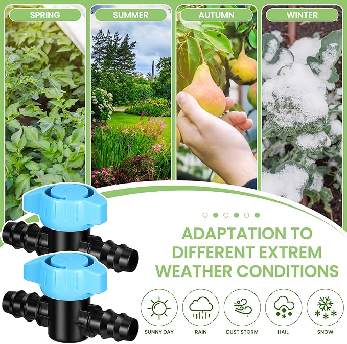 Briwooody 12 Pack 1/2 Inch Drip Irrigation Barbed Valve Fittings Ball Shut off Sprinkler Valve 16 mm for 1/2 in and 5/8 in Drip Irrigation Tubing(570-620" ID) Barbed Switch Valves for Garden Sprinkler