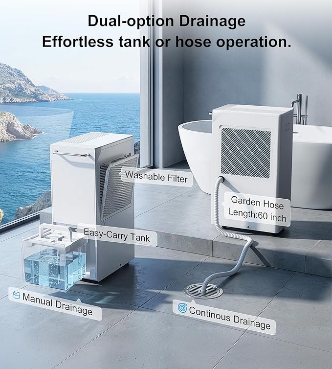 Landeagle 5500 Sq. Ft Dehumidifier for Basement,100 Pint/Day Large Compressor Dehumidifiers with Drain Hose,Smart Humidity Control,1.6 Gal Tank, 24H Timer & Child Lock for Home Bedroom Bathroom,White