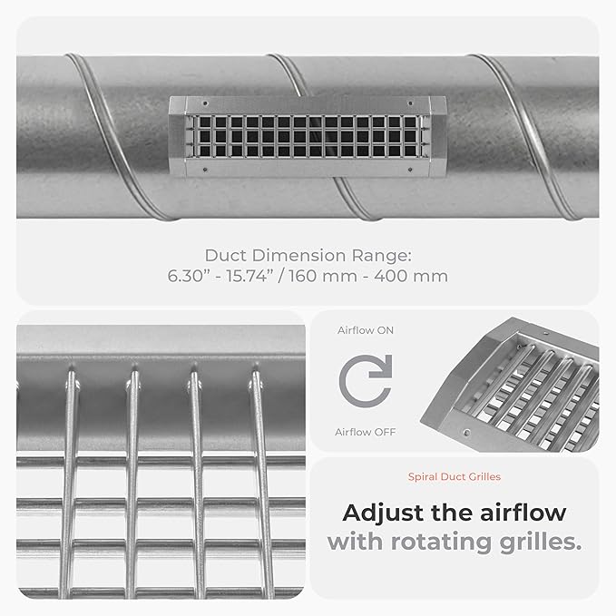 13" x 3" Aluminum Supply/Exhaust Grille for a Round Spiral Duct - Heavy Duty Grill Cover with Adjustable Louver Blades - HVAC Air Return Ventilation Register for Home, Office, Bathroom