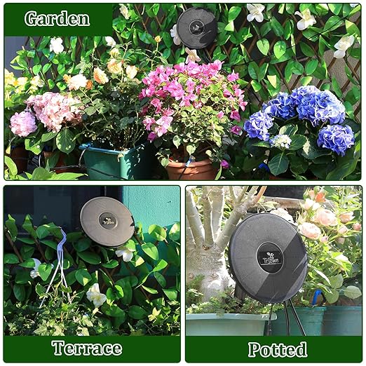 Solar Irrigation System TRJZWA Automatic Drip Irrigation System Kit for Outdoor/Indoor Garden Watering System with Water Level Detection,Drip Irrigation System Supports 15 Potted Plants